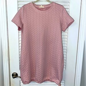 Listicle T-Shirt/Sweater Dress Blush Pink Short Sleeve Pockets Drawstring Small